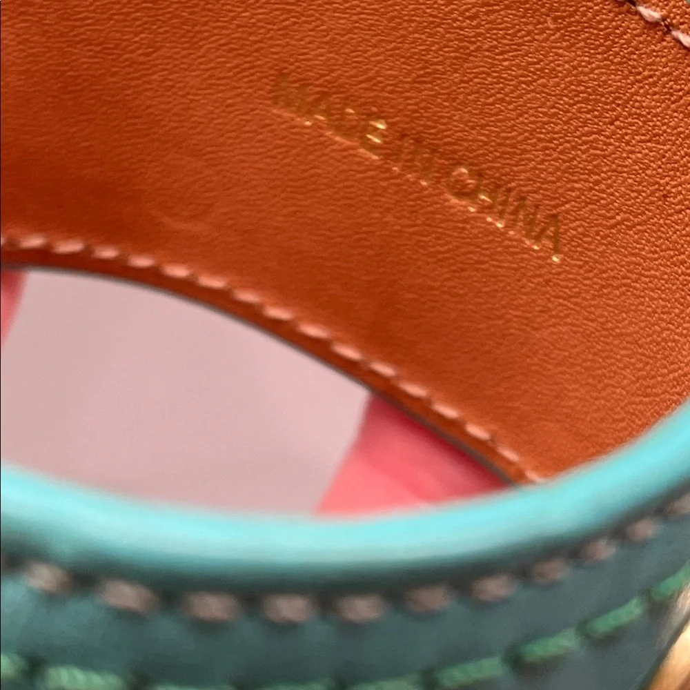 Coach Turquoise Leather Cuff Bangle Bracelet EUC - Picture 7 of 8